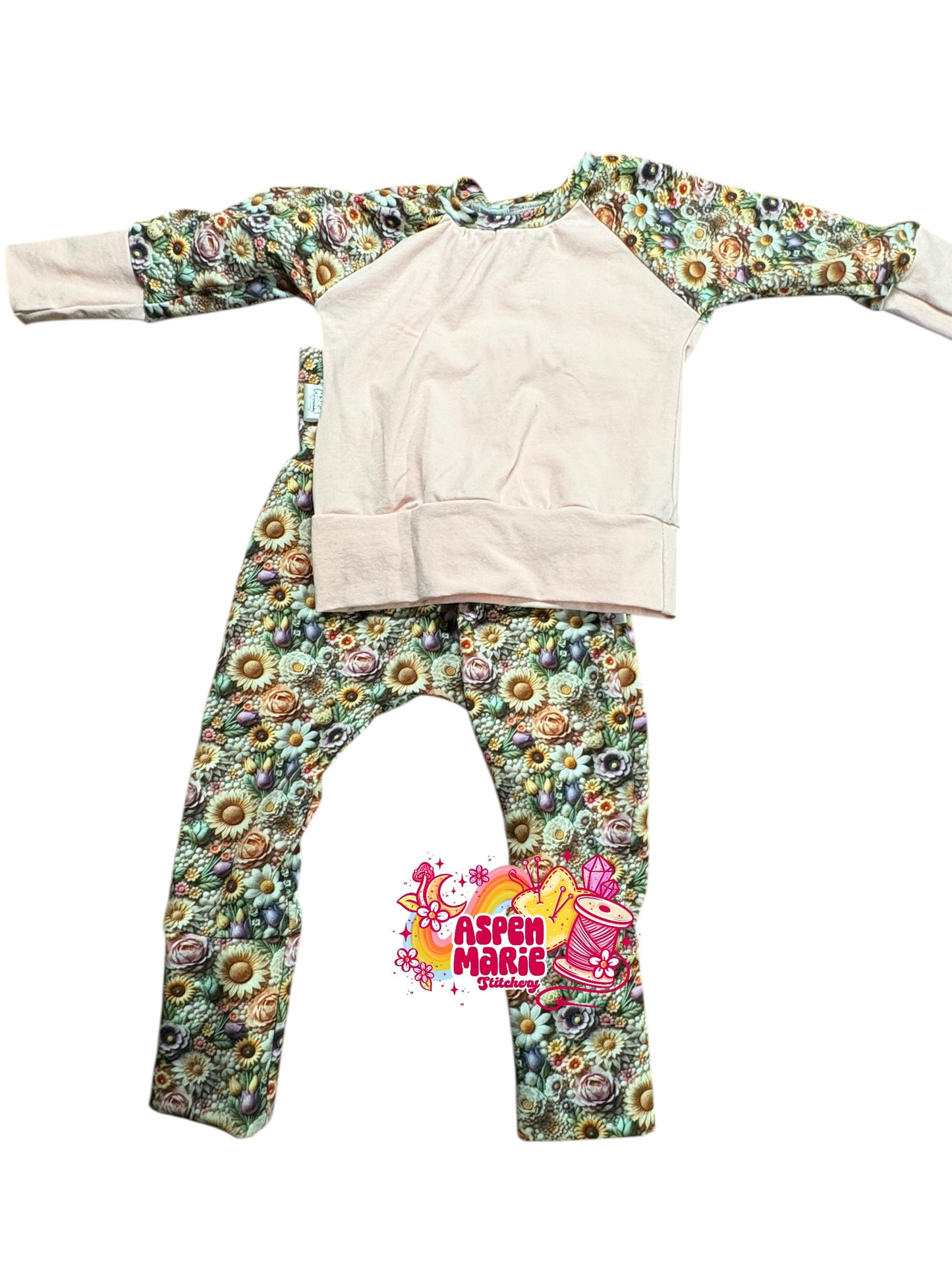 Size 3-12m Floral Crew & Joggers