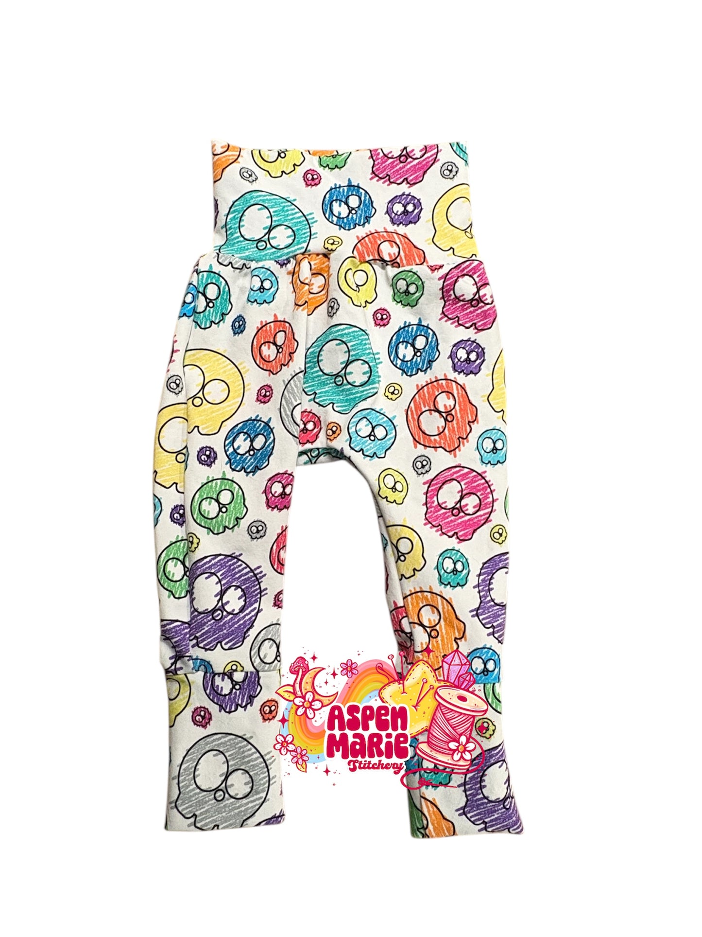 Size 3-12m Rainbow Skull Joggers