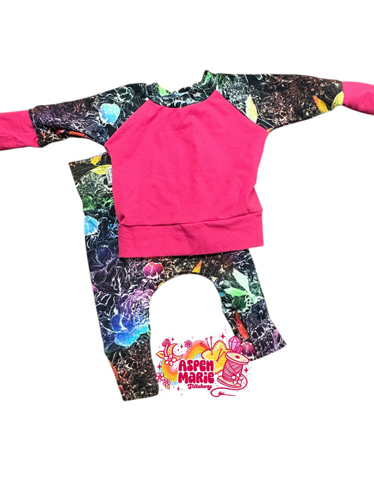 Size NB-6m Neon Floral Crew & Joggers