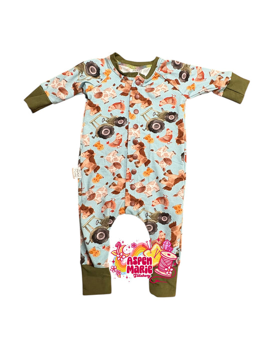 Size 3-12m Farm Romper