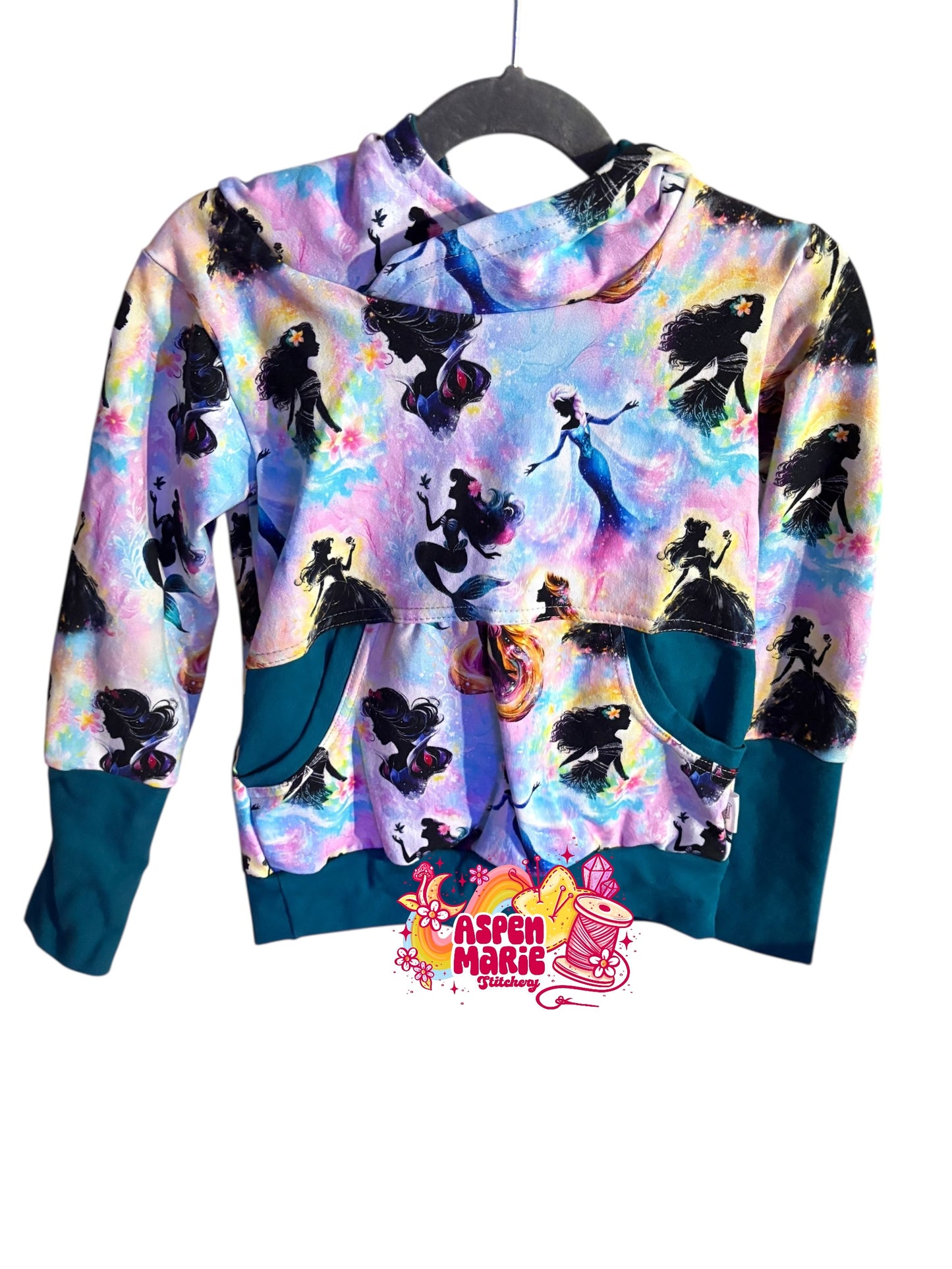 Size 3-6 Rainbow Princess Hoodie