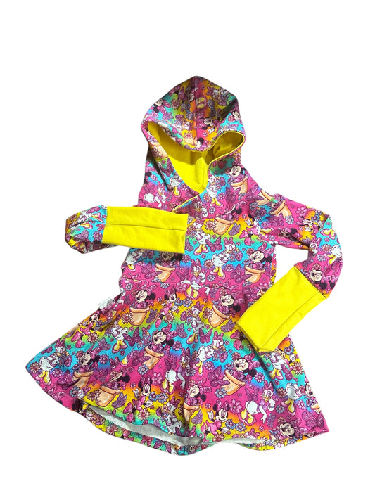 Size 3-6 Rainbow Mouse hooded peplum